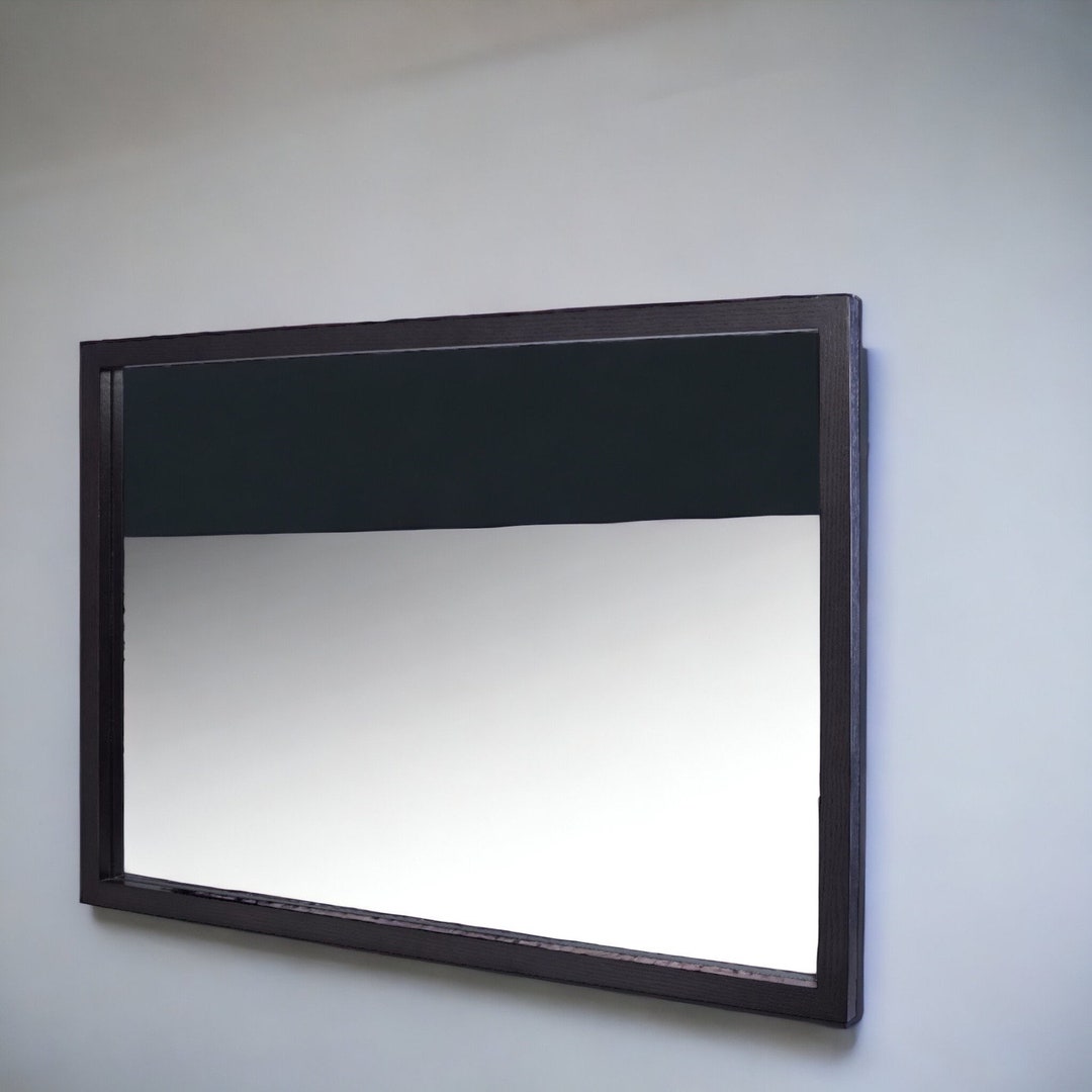 Oak Bathroom Wallhanging Mirror / Black Oak Bathroom Mirror / Etsy