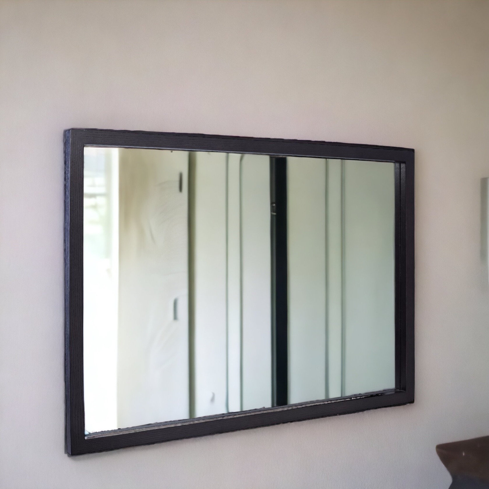 Oak Bathroom Wallhanging Mirror / Black Oak Bathroom Mirror / Etsy