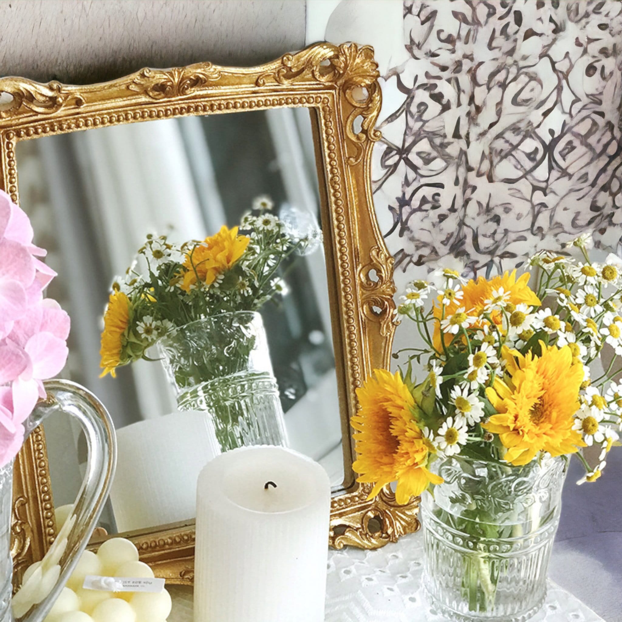 Rectangular Gold Mirror / Vintage Gold Vanity Mirror / Tabletop Makeup Mirror / Wall Hanging