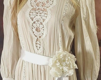 Vestido de novia vintage de algodón y encaje
