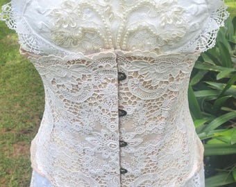 Corsé de encaje francés / Corsé de novia de encaje / Corsé bohemio / Corsé gitano / Corsé shabby chic