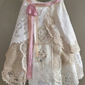 Shabbychic style Bohemian bridal skirt/ Vintage and Antique doily skirt/Lace skirt /Alternative bridal wear.