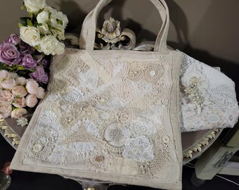 Bolso de mano estilo cottagecore boho hecho a mano/único en su tipo.