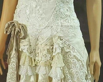 Lace gown/Antique and Vintage Lace Layered Dress/ Alternative wedding gown/Fairytale dress/To be RE-DESIGNED.
