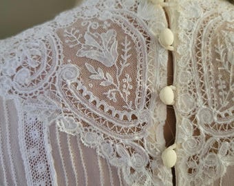 Vestido de novia de dos piezas de encaje francés personalizado/Vestido de novia de encaje antiguo.