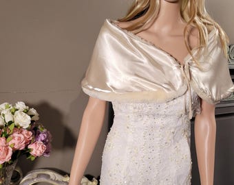 Estola de novia vintage restaurada/estola/bolero vintage de seda y lana de cordero.