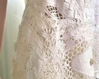Tapete antiguo, tapete de encaje y lino, top para boda gitana, top estilo boho, top hippie, atuendo para boda en la playa.