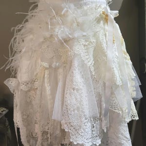 Flower Girl Skirt/Antique Lace and doily Skirt/Girls lace Skirt/Alternative upcycled lace skirt/petite women skirt.