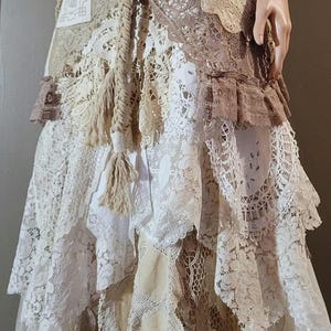 Luxury alternative Shabby-chic skirt/ boho style lace Skirt/Linen and Lace Bridal Skirt/Handmade,one of a kind skirt.