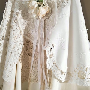 Absolutely Stunning luxury Shabby-chic skirt/ boho style lace Skirt/Linen and Lace Bridal Skirt/Handmade,one of a kind skirt.