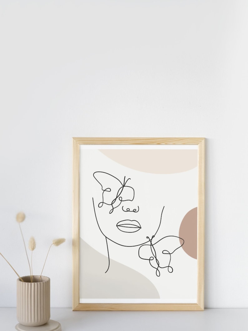 Woman Line Art Print, Feminine Wall Art, Abstract Butterfly Line Art, Minimalist Wall Art Etsy