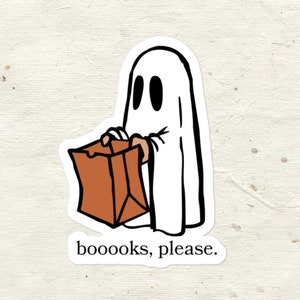 Halloween Ghost Sticker | Trick-or-Treat &#39;Booooks Please&#39;