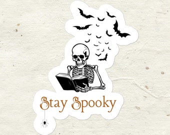 Stay Spooky Sticker | Reading Skeleton