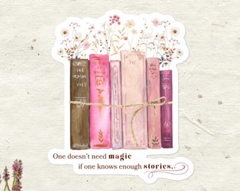 Emily Wilde Book Sticker | Watercolor Vintage Books & Wildflowers