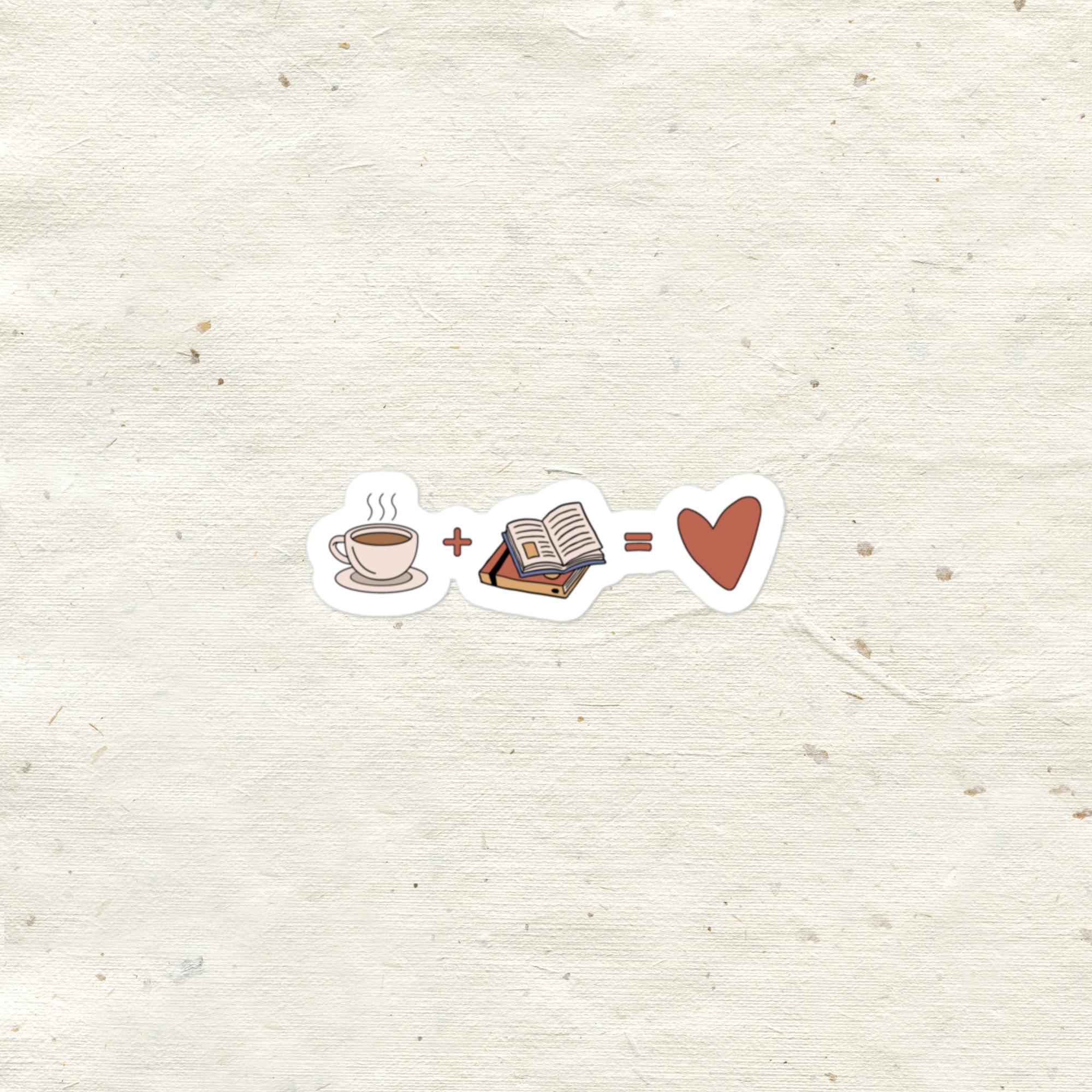 Coffee + Books = Heart Sticker | Minimalist Book Lover Gift - Etsy