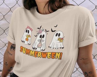 Koszulka unisex Summerween Ghost | Uroczy T-shirt inspirowany Halloween dla fanów strasznego sezonu