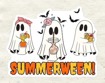 Pegatina de fantasma de verano: vinilo de Halloween espeluznante de verano