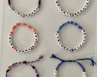 Noah Kahan 3, 5, or 10-pack Bracelets, Fully Customizable, colors and titles, adjustable