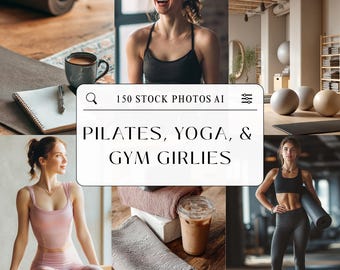 150 Pilates, Yoga, und Gym Girlie Stock Fotos, feminine Fitness, Wellness & Workout Ästhetik, digitaler Lebensstil Fotografie Bundle