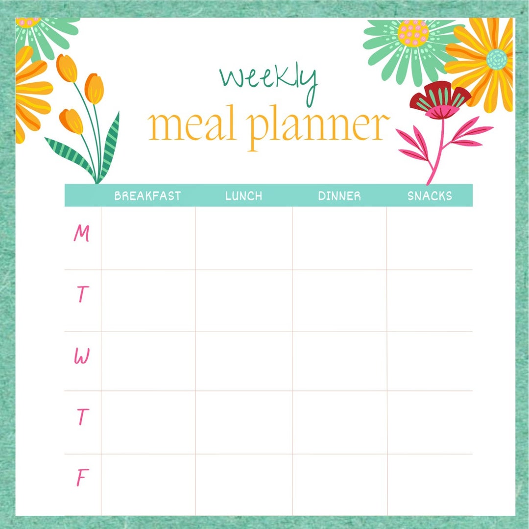 Floral Weekly Meal Planner - Etsy