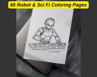 65 páginas para colorear de robots y ciencia ficción / Mechas, futuristas (descarga digital)
