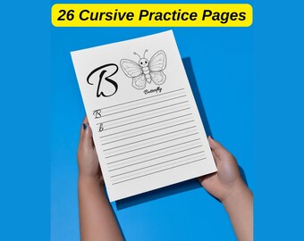 Hojas de práctica de escritura cursiva del alfabeto / Animales (PDF)