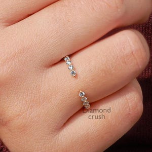 Offener Ehering Farbloser Moissanit Offener Ehering Bubble Prong Set Ring Diamant-Verlobungsring Einzigartiger 14k Goldring Zierliches BandGeschenk