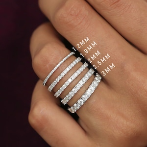 14K Solid Gold Moissanite Full Eternity Wedding Band Pave Wedding Band Eternity Dainty Band White Gold Bridal Stacking Matching Women Band