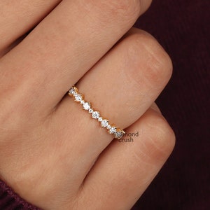 Lab Diamond Wedding Band Dainty Promise Ring Lab Grown Diamond Half Eternity Band 14K Gold Stacking Ring Diamond Delicate Minimalist Ring