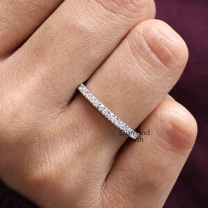 Lab Diamond Band Dainty Gold Ring Half Eternity Band Lab Grown Diamond Wedding Band Delicate Ring Stacking Minimalist Ring Thin Diamond Ring