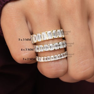 Emerald Cut Lab Grown Diamond Band Emerald Cut Half Eternity Wedding Band Matching Minimalist Promise Band Lab Diamond Anniversary Gifts