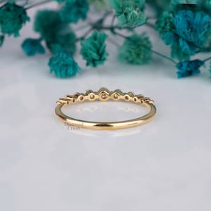 Half Eternity Band Dainty Wedding Band Thin Stacking Ring 10K Gold ...