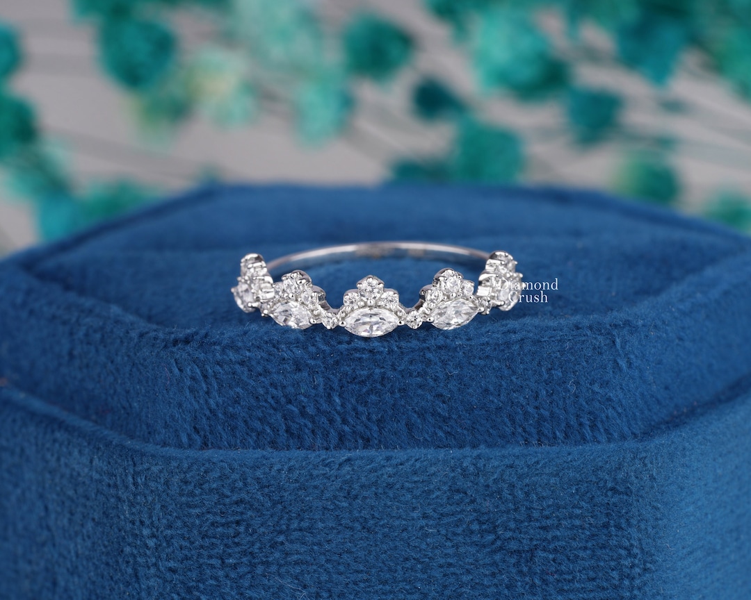 Lab Grown Diamond Half Eternity Band Marquise and Round Diamond Wedding ...