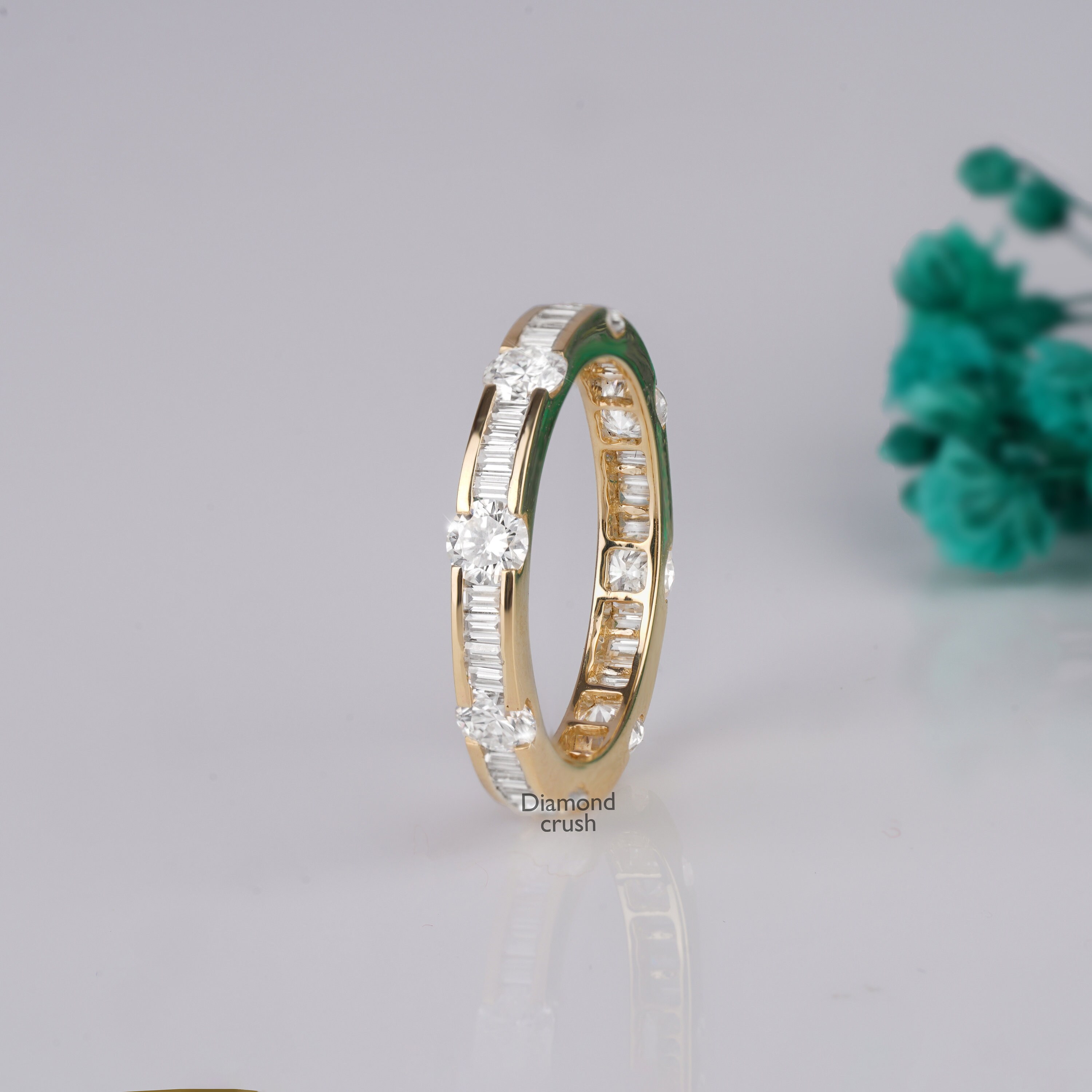 Moissanite Baguette Wedding Band Full Eternity Band Channel Set ...