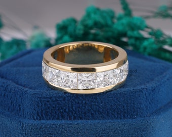 Wishrocks Men's 1 Carat Moissanite Eternity Band - 14K Gold Over Sterling Silver, Double Row Wedding Ring, Gift For Him - View #6