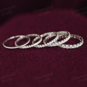 14K Solid Gold Moissanite Full Eternity Wedding Band Pave Wedding Band ...