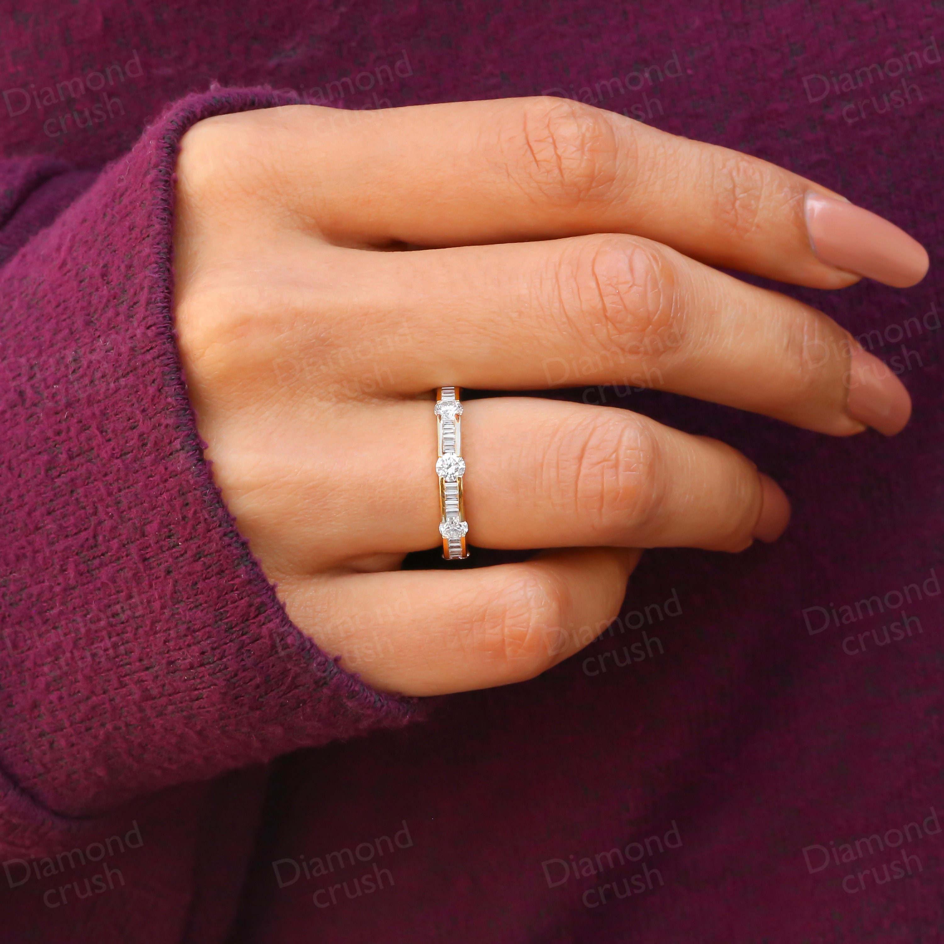 Moissanite Baguette Wedding Band Full Eternity Band Channel Set ...