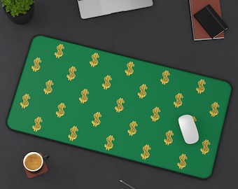 Money Print Green & Gold Office/Student Desk Matt 31" × 15.5"