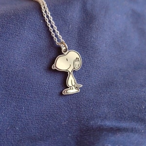 Snoopy necklace, silver necklace, Snoopy pendant, beagle dog pet necklace, cartoon characters pendant, unique cute gift, best friend gift