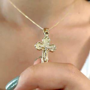 14K Gold Orthodox Cross Pendant: Christian Jewelry Gift