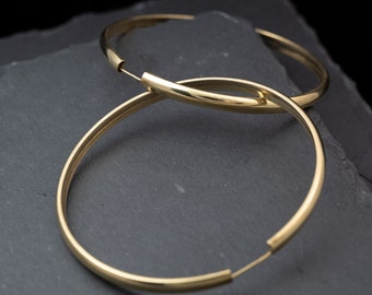 14K Gold Earrings Gold Hoop Earrings Gold Hoops 14K Gold Filled Earrings Dangle Earrings Large Oval Hoops Gift for Women Mom Gift for Her