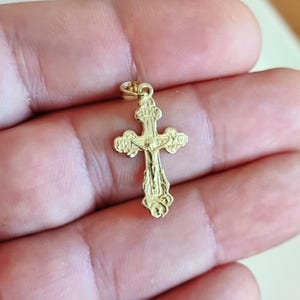 Gold Orthodox cross, 14K gold cross, Orthodox cross, gold cross necklace, 14K real solid gold, golden cross with Jesus, gift for her