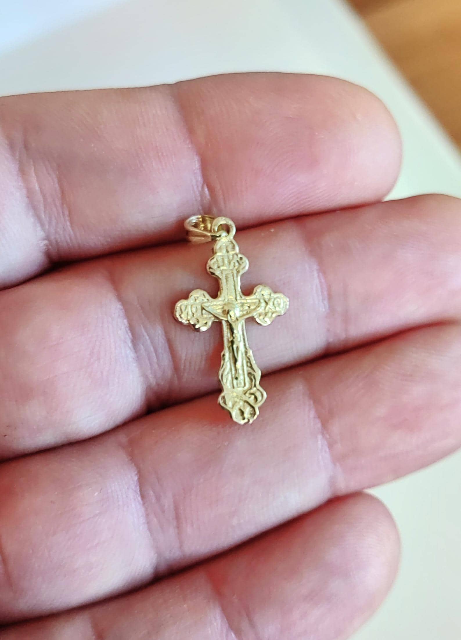 Croix Orthodoxe Argent Et Or Pendentif - Icône Religieuse Artisanale - Fait Main En Israël