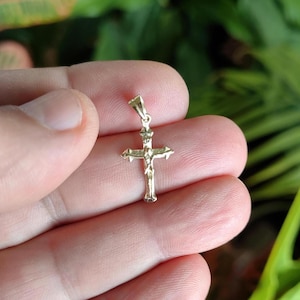 Small gold cross, 14K gold cross, gold cross necklace, 14K real solid gold, golden cross with Jesus, gift for her, gift for her