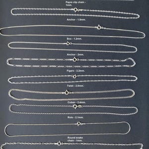 Silver chain necklace, 925 sterling silver chain, silver necklace for women, chain for men, Rope, Figaro, Box chain,  Cuban chain