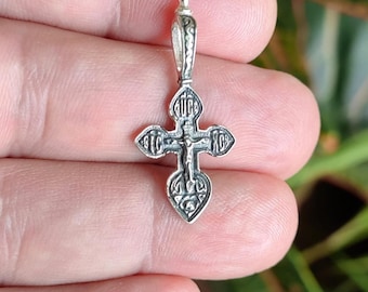 Silver cross necklace, small Orthodox cross, 925 silver, cross necklace, silver cross pendant, baptism cross, baptism gift, christening gift