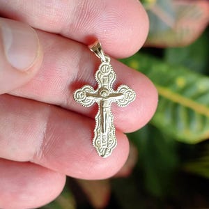 Orthodox gold cross, 14K Gold cross, solid gold cross, small gold cross, gold cross necklace, 14K real solid gold, gift for her-gift for him
