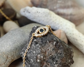 Collar delicado de plata de ley con ojo turco: Joyería de la suerte