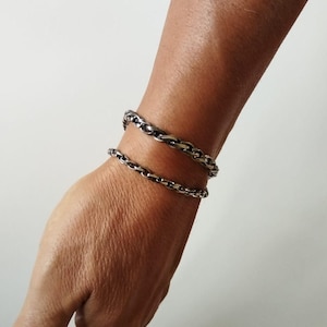 Oxidized silver bracelet, silver braided chain, silver chain bracelet, silver chain, black braided chain bracelet, gift for him-gift for her