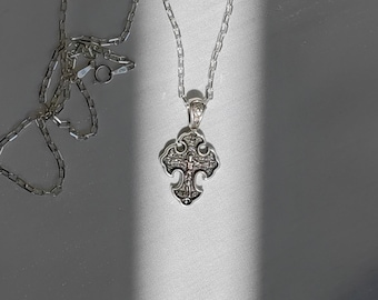 Orthodox cross necklace, Christian Eastern Orthodox cross, 925 sterling silver, religious jewelry, silver religious necklace, gift for her